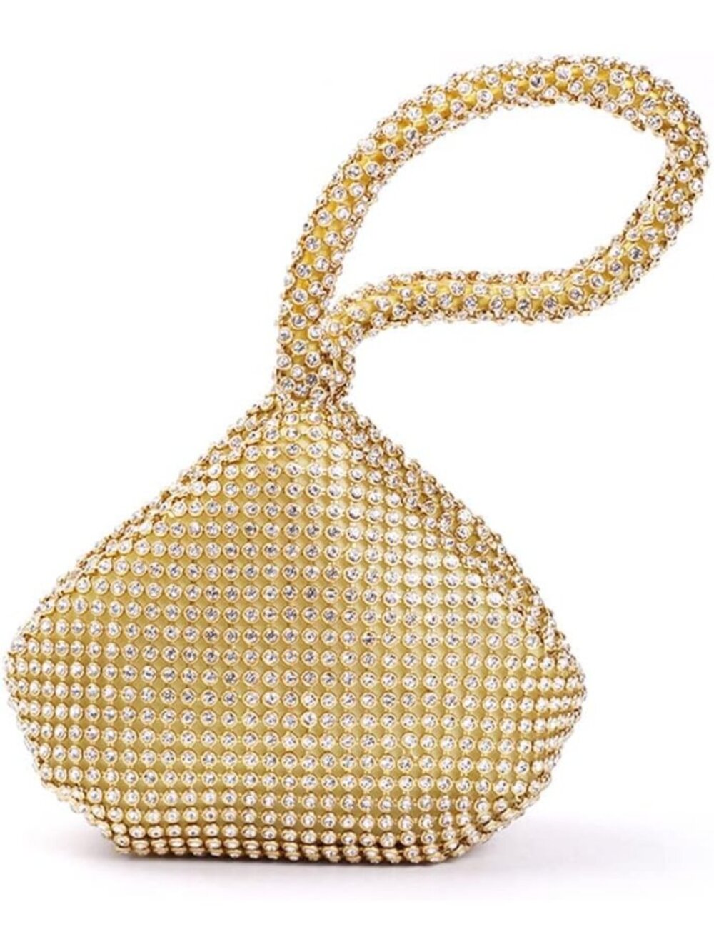 Gold Rhinestone Triangle Evening Bag Wristlet Pouch Prom Party Purse